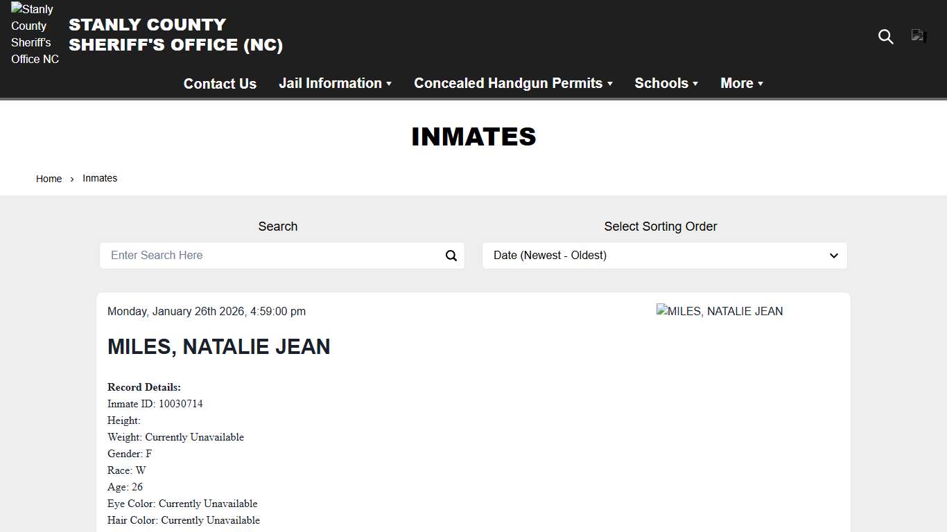 Inmates Stanly County Sheriff’s Office NC